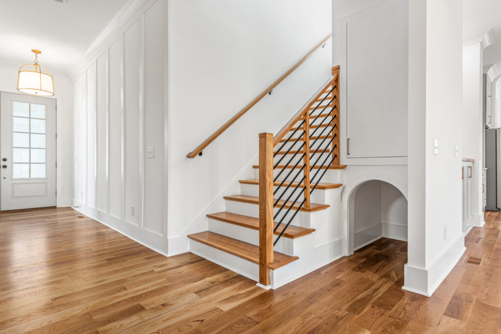 Built-in pet station in a space near stairs in this home in Villa Heights neighborhood in Charlotte, NC