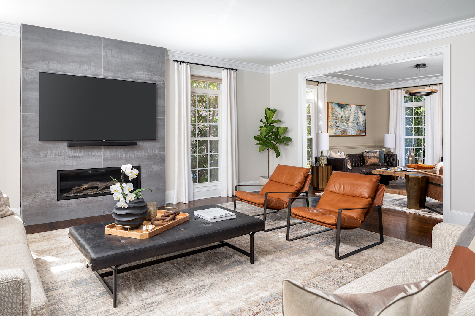 Interior designer Gracious Home Interiors designed this Area rug in living room design